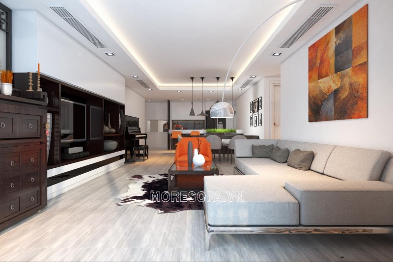 Ghế sofa góc đẹp bọc nỉ chân sắt